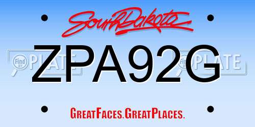 ZPA92G South Dakota License Plate