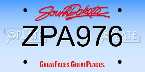 ZPA976 South Dakota License Plate