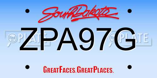 ZPA97G South Dakota License Plate