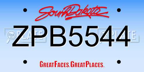 ZPB5544 South Dakota License Plate