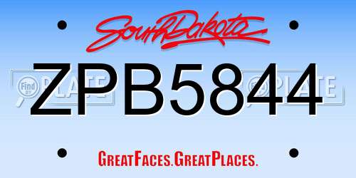 ZPB5844 South Dakota License Plate