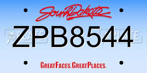 ZPB8544 South Dakota License Plate