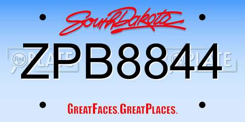 ZPB8844 South Dakota License Plate