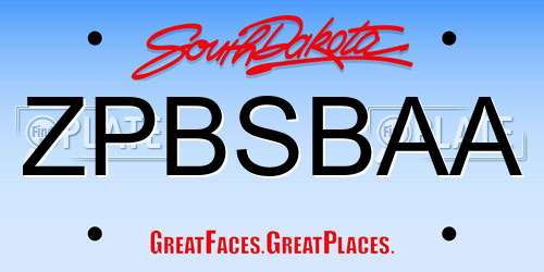 ZPBSBAA South Dakota License Plate