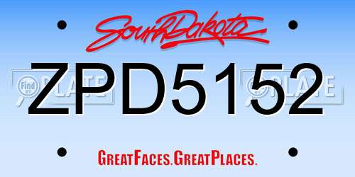 ZPD5152 South Dakota License Plate