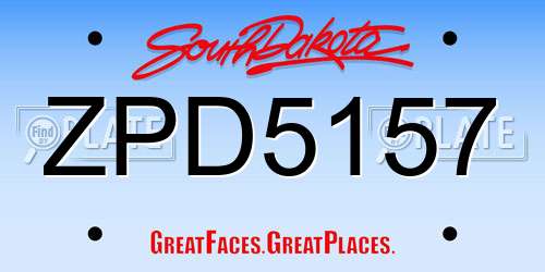 ZPD5157 South Dakota License Plate