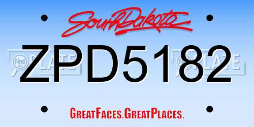 ZPD5182 South Dakota License Plate