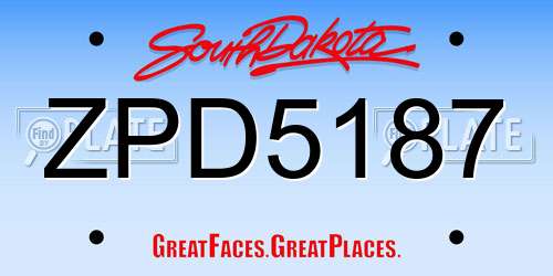 ZPD5187 South Dakota License Plate