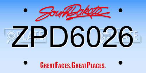 ZPD6026 South Dakota License Plate
