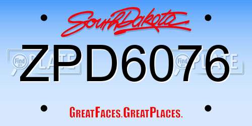 ZPD6076 South Dakota License Plate