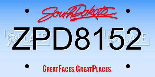 ZPD8152 South Dakota License Plate