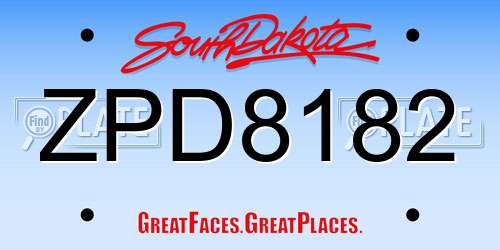 ZPD8182 South Dakota License Plate