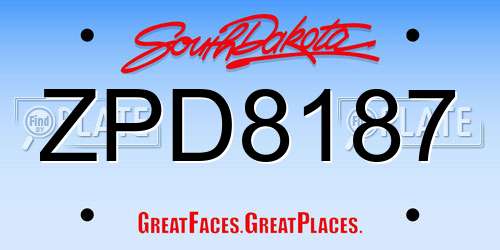 ZPD8187 South Dakota License Plate