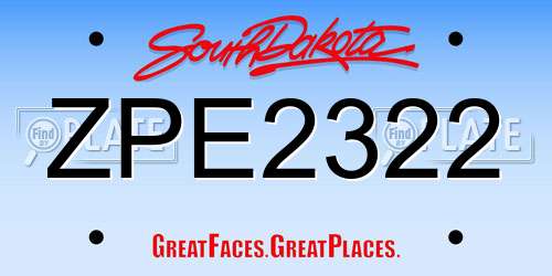 ZPE2322 South Dakota License Plate