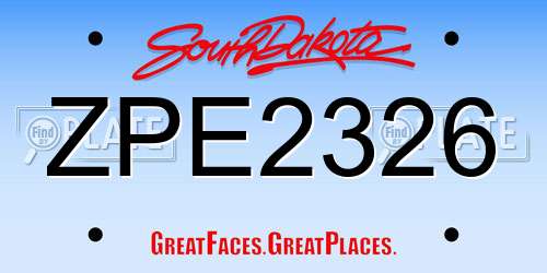 ZPE2326 South Dakota License Plate