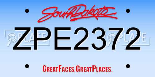 ZPE2372 South Dakota License Plate