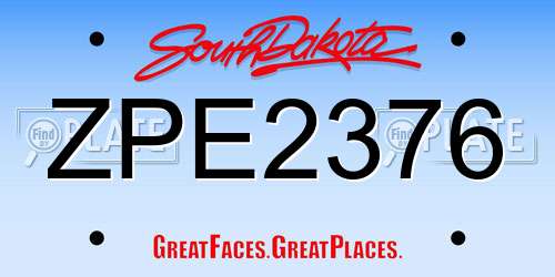 ZPE2376 South Dakota License Plate