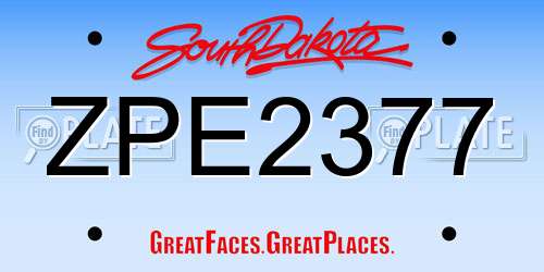 ZPE2377 South Dakota License Plate