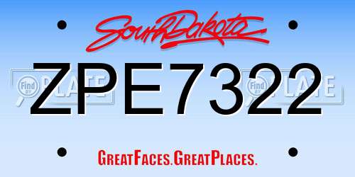 ZPE7322 South Dakota License Plate