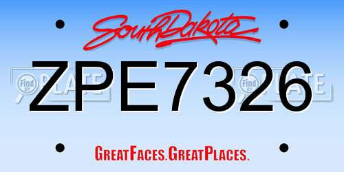 ZPE7326 South Dakota License Plate