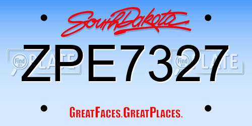 ZPE7327 South Dakota License Plate