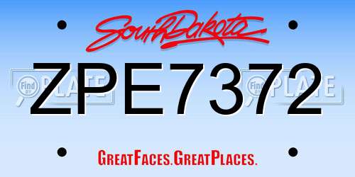ZPE7372 South Dakota License Plate