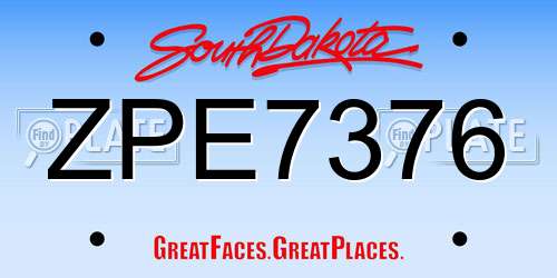 ZPE7376 South Dakota License Plate