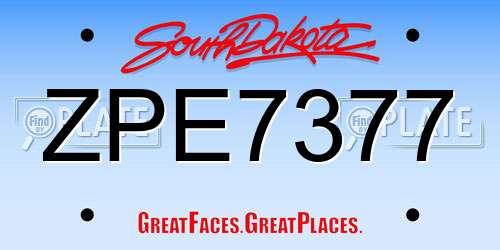 ZPE7377 South Dakota License Plate