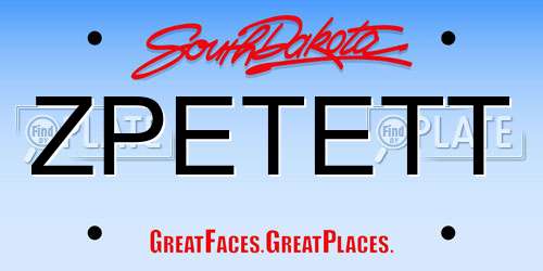 ZPETETT South Dakota License Plate