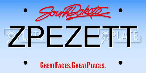 ZPEZETT South Dakota License Plate