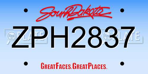ZPH2837 South Dakota License Plate