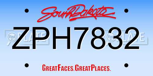 ZPH7832 South Dakota License Plate
