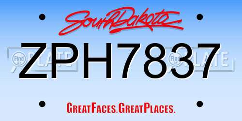 ZPH7837 South Dakota License Plate