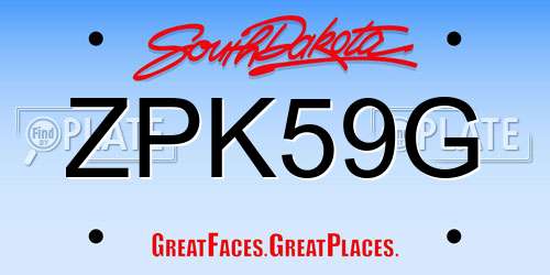 ZPK59G South Dakota License Plate