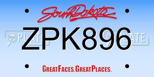 ZPK896 South Dakota License Plate