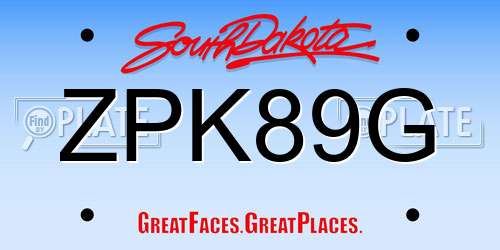ZPK89G South Dakota License Plate