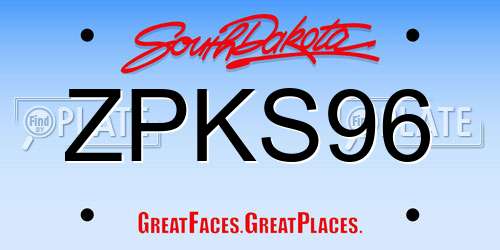 ZPKS96 South Dakota License Plate