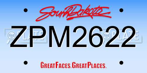ZPM2622 South Dakota License Plate