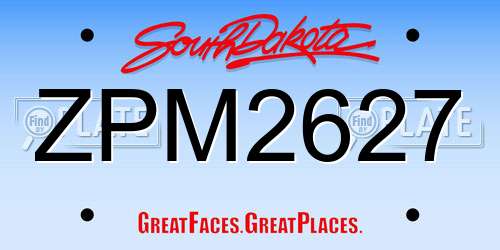 ZPM2627 South Dakota License Plate