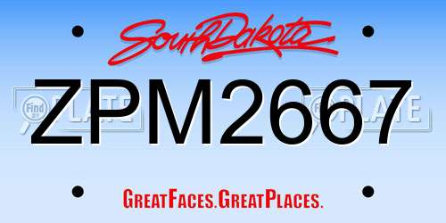 ZPM2667 South Dakota License Plate