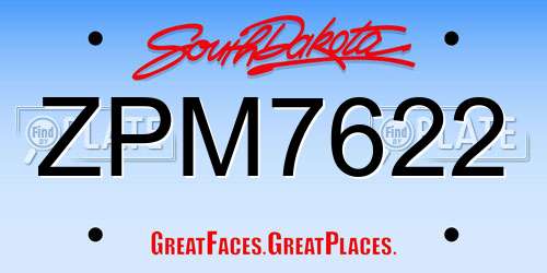 ZPM7622 South Dakota License Plate