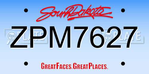 ZPM7627 South Dakota License Plate