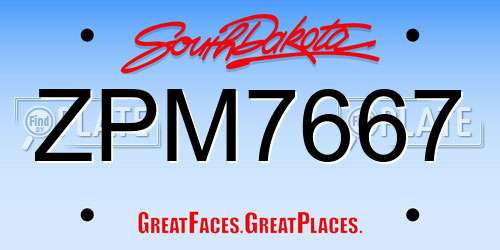 ZPM7667 South Dakota License Plate