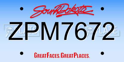 ZPM7672 South Dakota License Plate