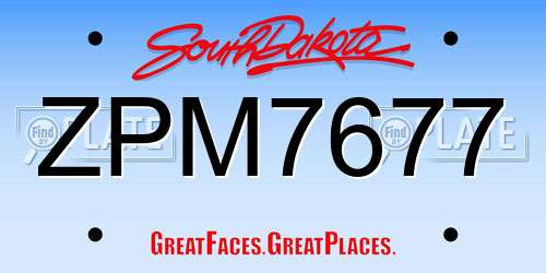 ZPM7677 South Dakota License Plate