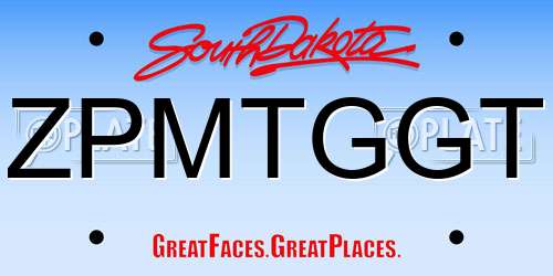 ZPMTGGT South Dakota License Plate