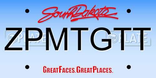 ZPMTGTT South Dakota License Plate