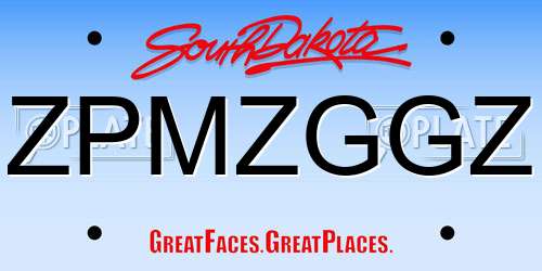 ZPMZGGZ South Dakota License Plate