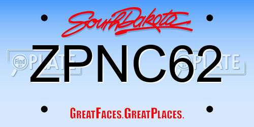 ZPNC62 South Dakota License Plate