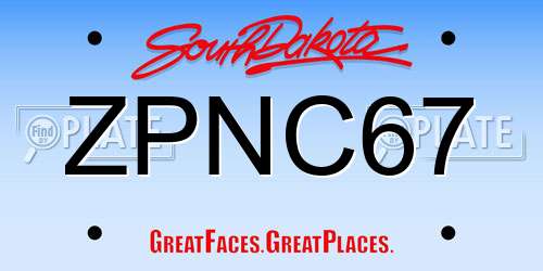 ZPNC67 South Dakota License Plate